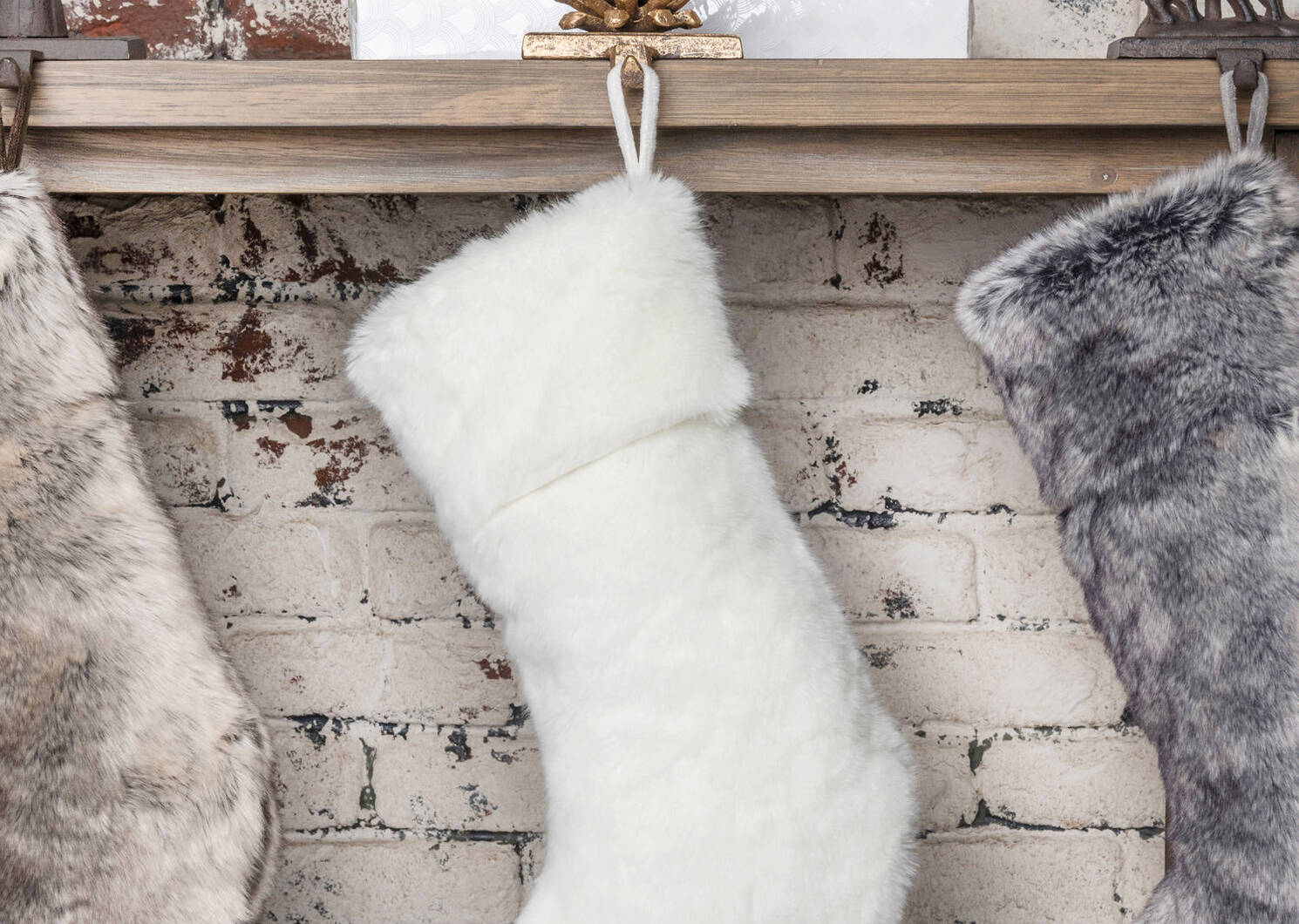 Catelyn Faux Fur Stocking White