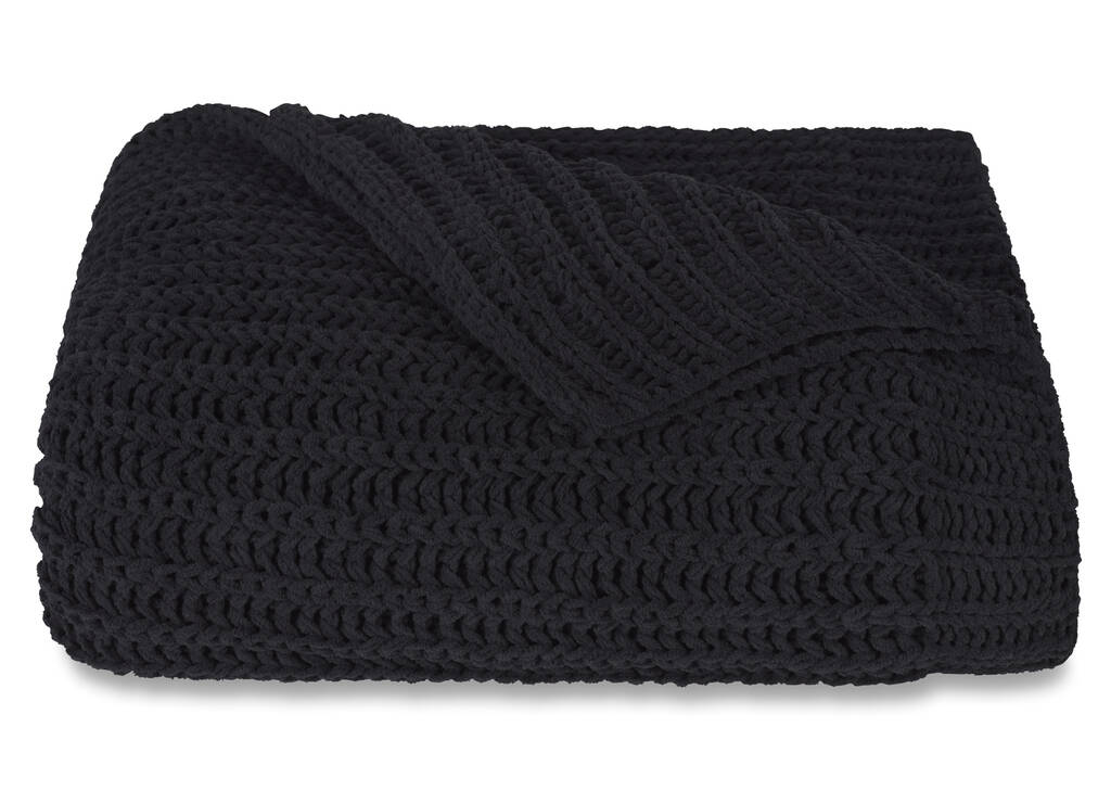 Cavendish Chenille Throw Black