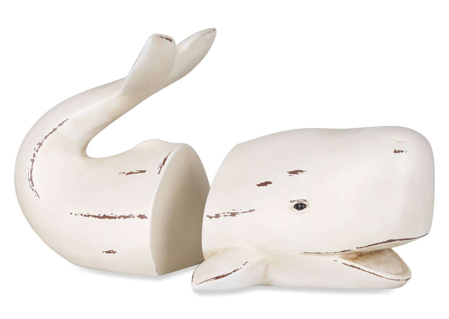 Cachalot Whale Bookend Set White