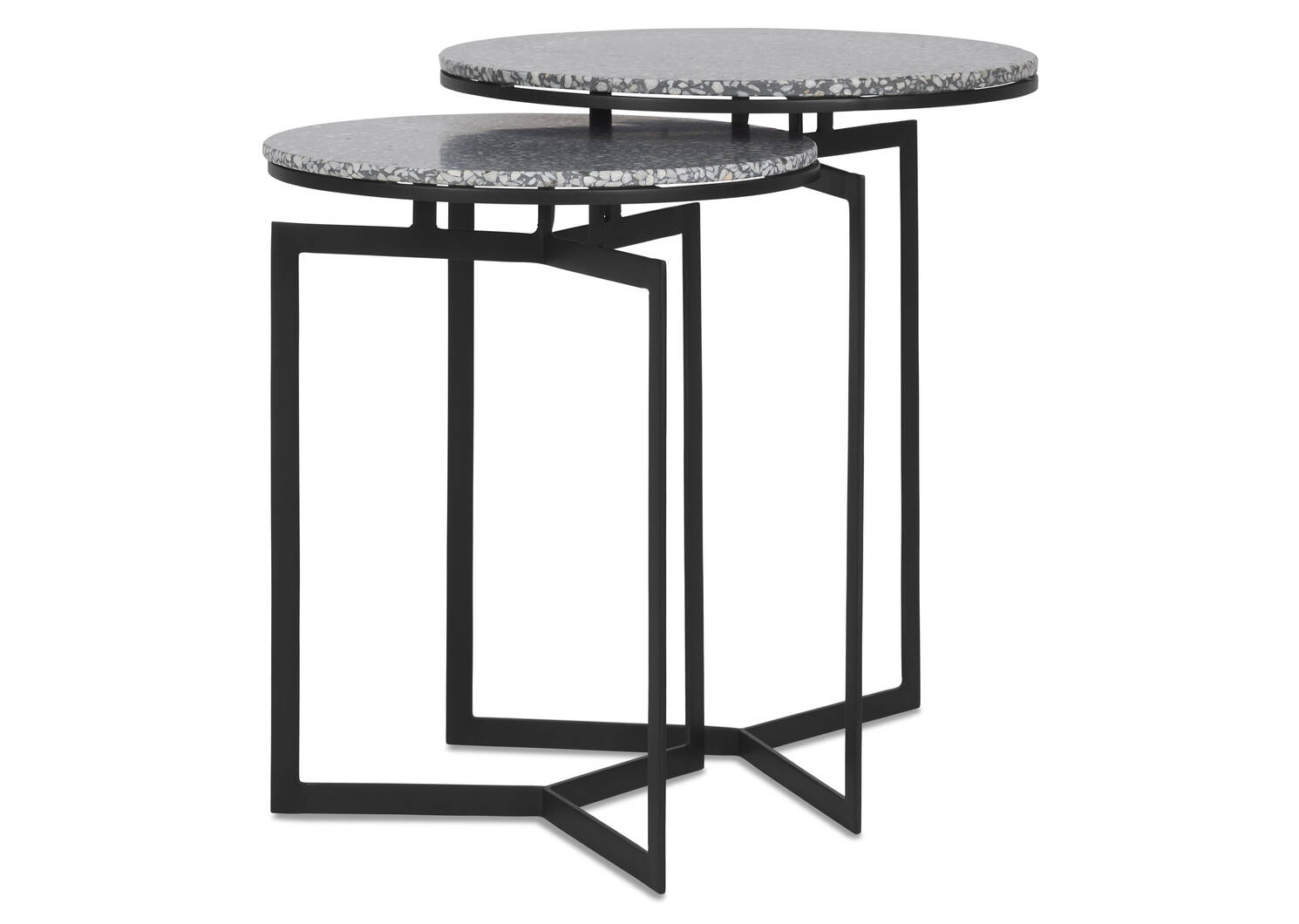 Malik Accent Table Set -Terrazzo Grey