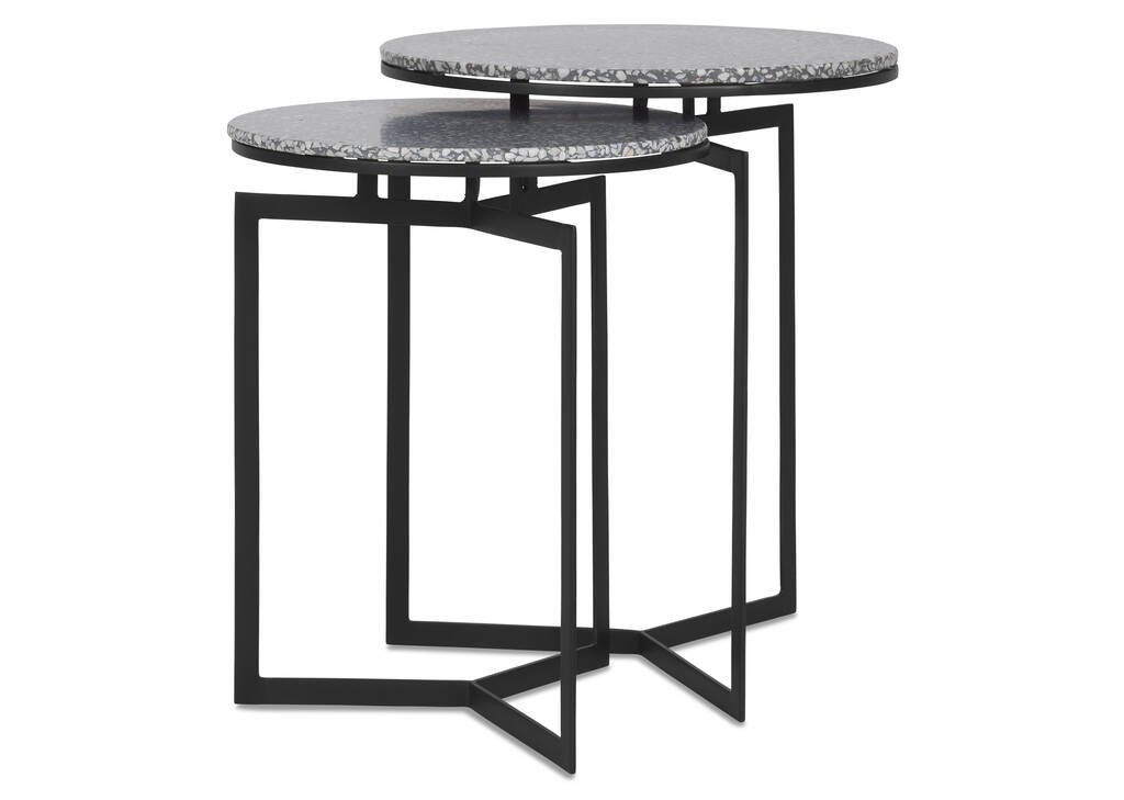 Malik Accent Table Set -Terrazzo Grey