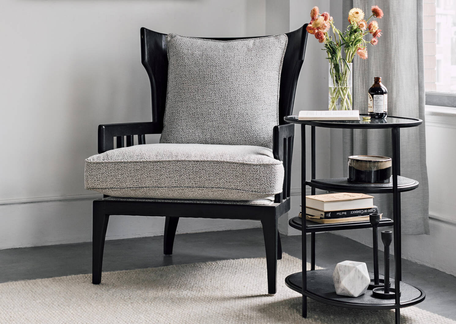 Fauteuil Tisdale Noir -Halo cailloux