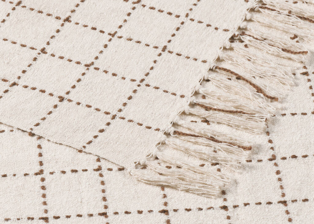 Hendricks Cotton Check Throw Nat/Caramel