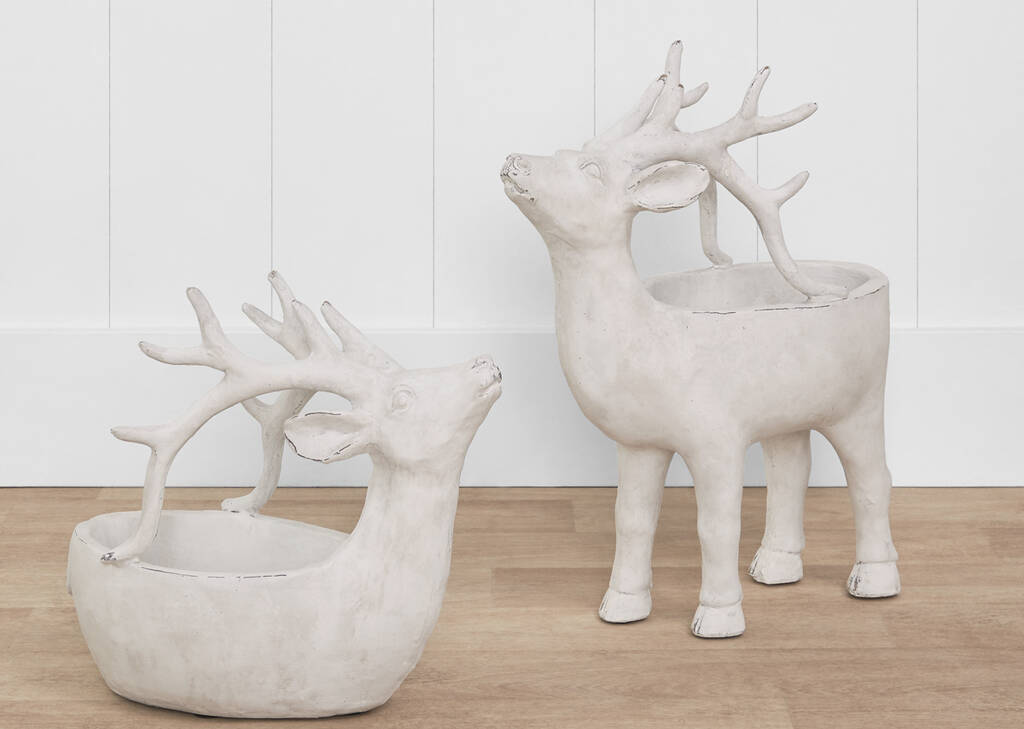 Dakota Reindeer Planters -White