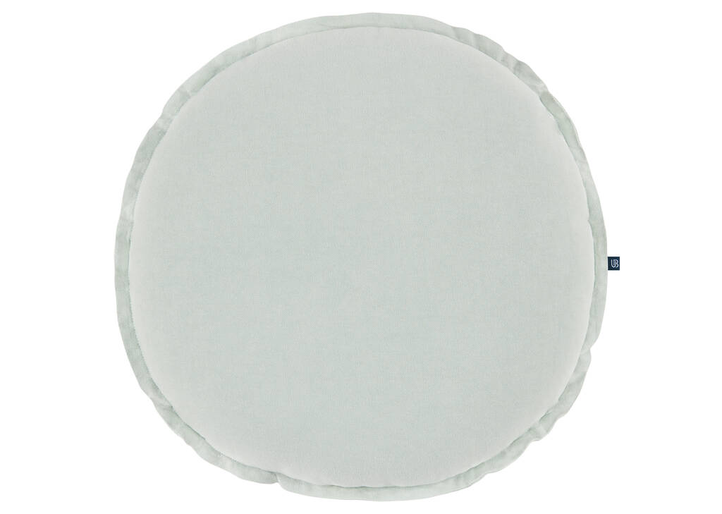 Coussin rond en coton Faria bleu glacé