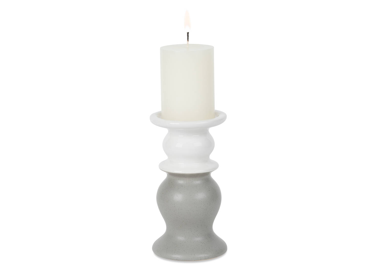 Abbott Candle Holder Small White/Stee