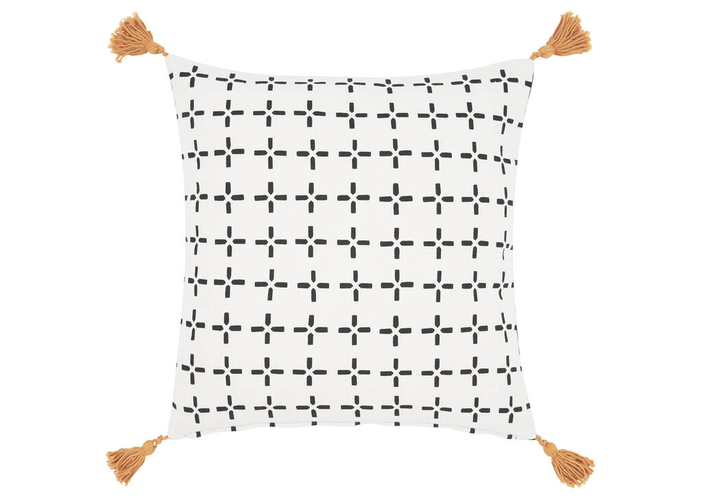 Coussin Sahana 20x20 iv/noir/ch. doré