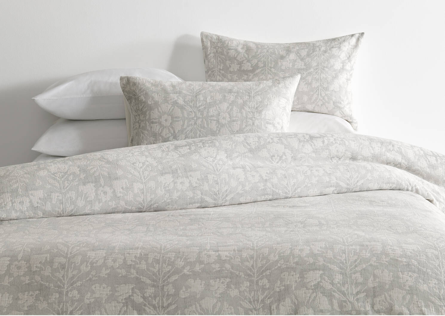 Mia Cotton Duvet Set King Lt. Grey/Ivory