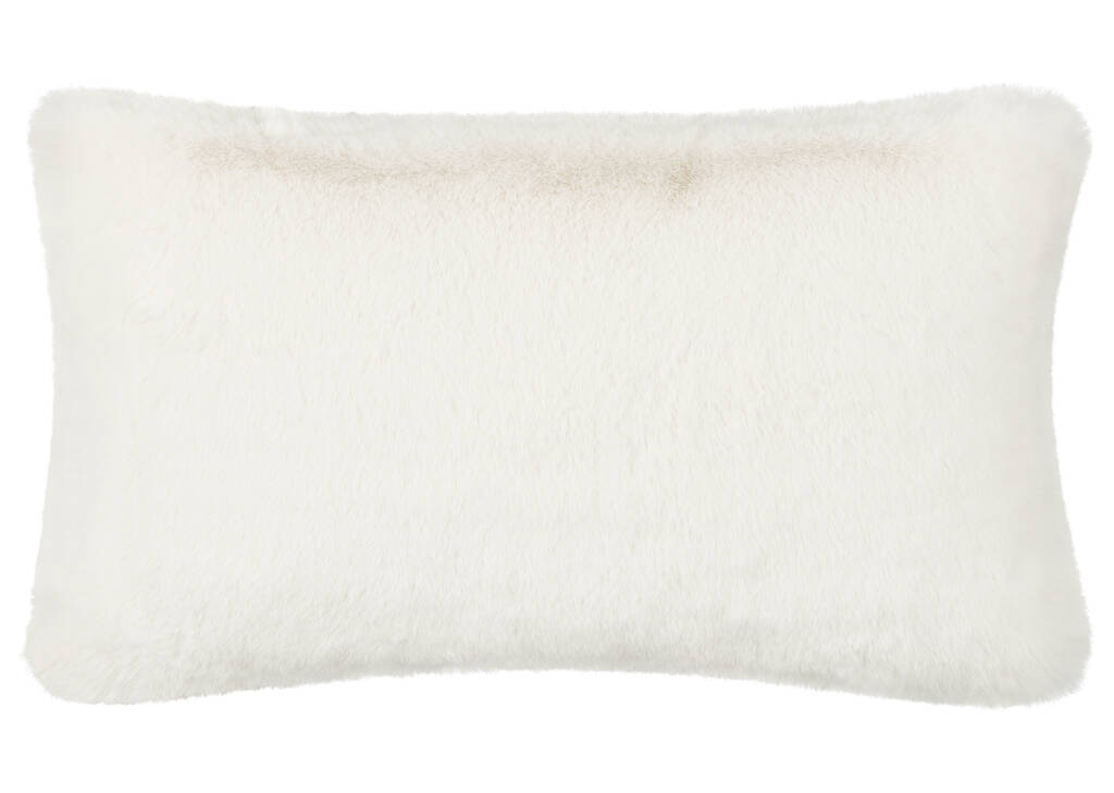 Cate Faux Fur Pillow 14x24 Ivory