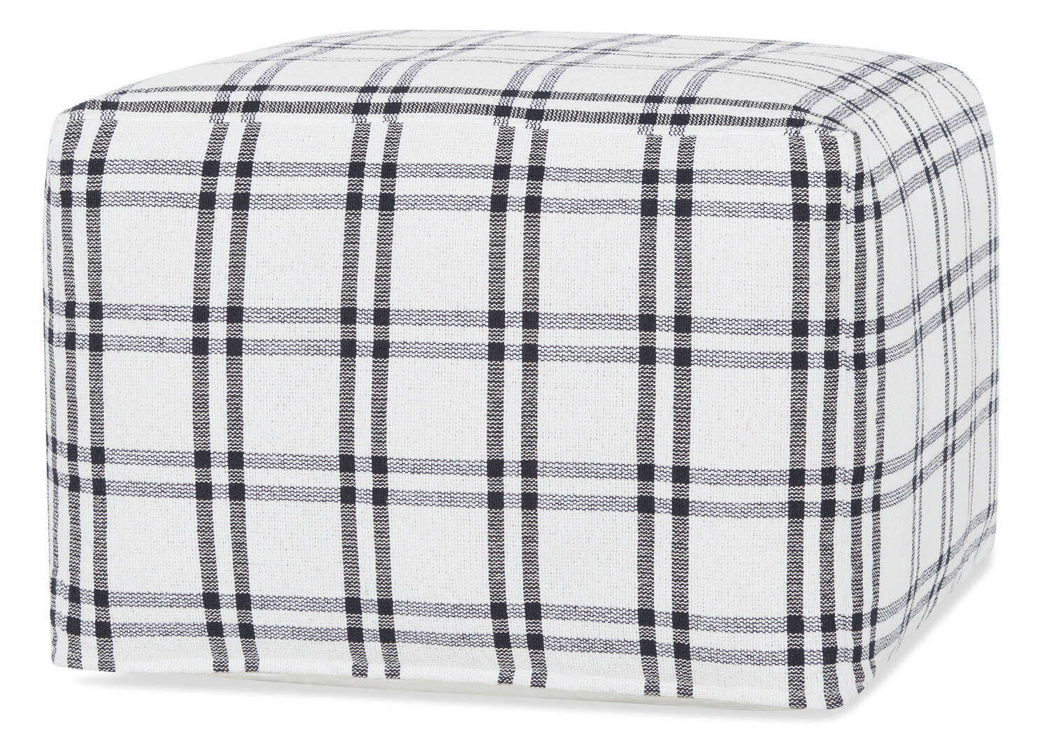 Drew Windowpane Plaid Pouf Ivory/Blac