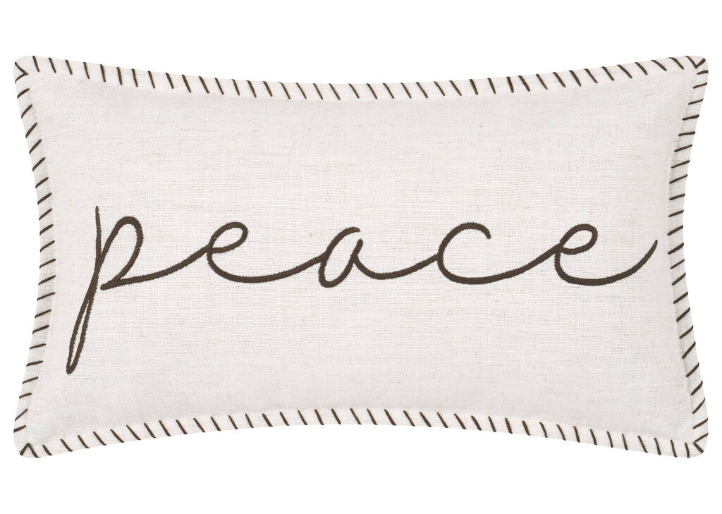 Peace Pillow 12x22 Ivory/Brown