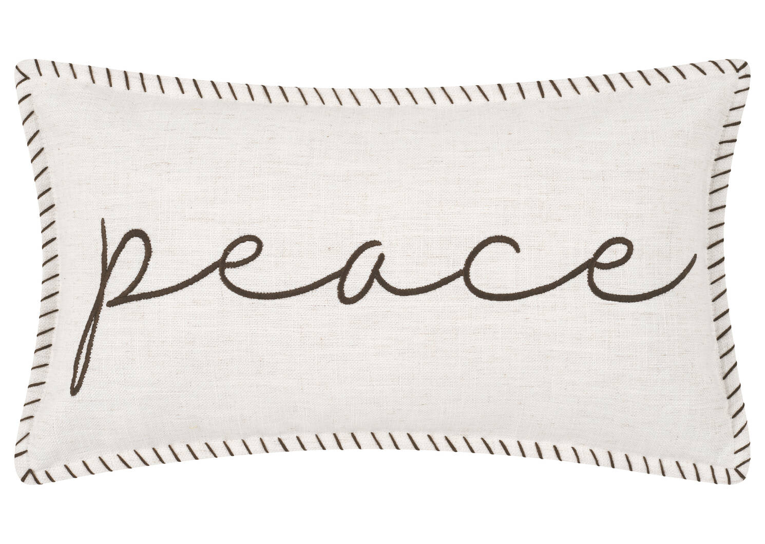 Peace Pillow 12x22 Ivory/Brown