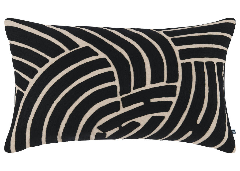 Avila Cotton Pillow 14x24 Black/Natur