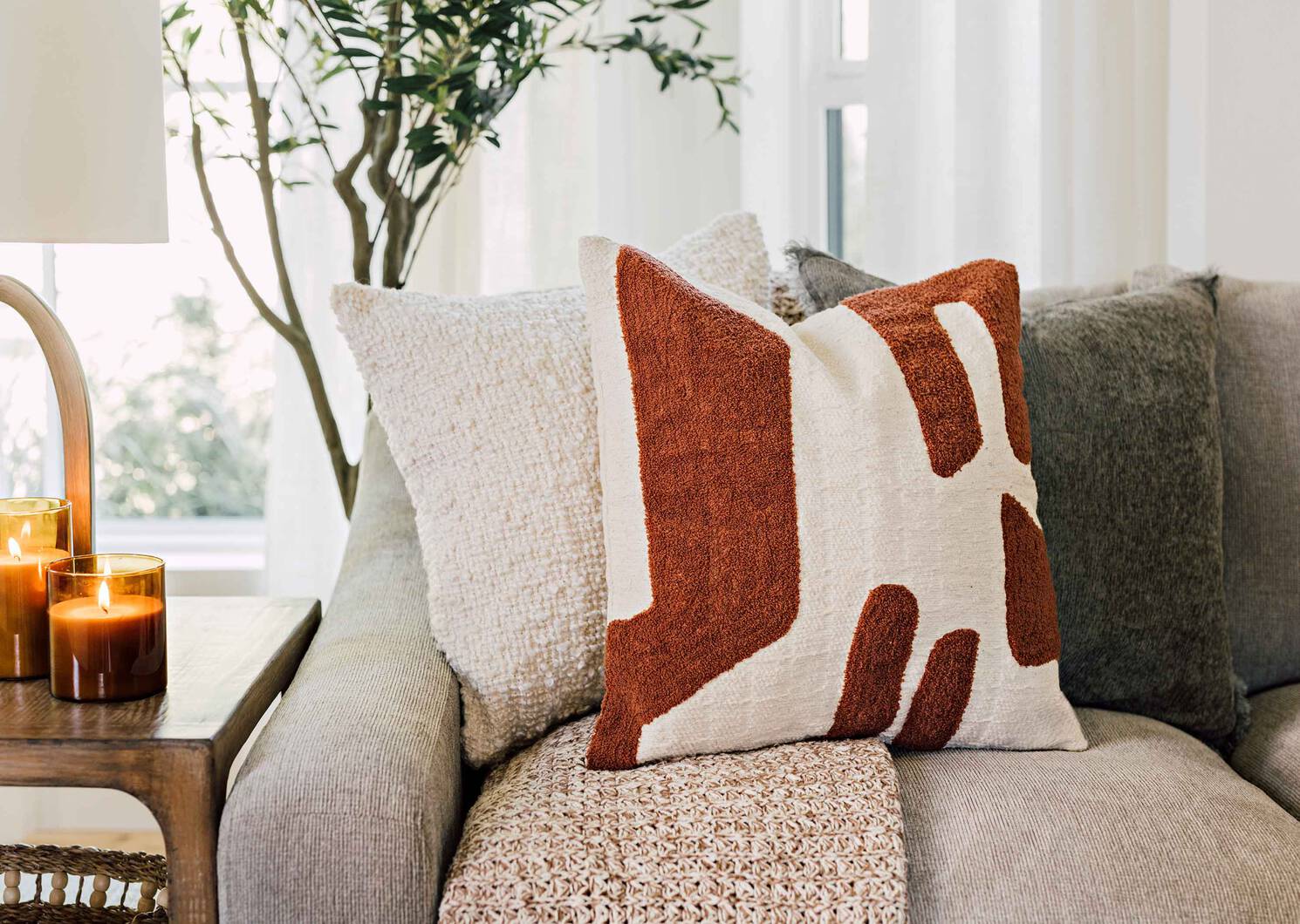 Coussin en boucle Cleo 20x20 ivoire