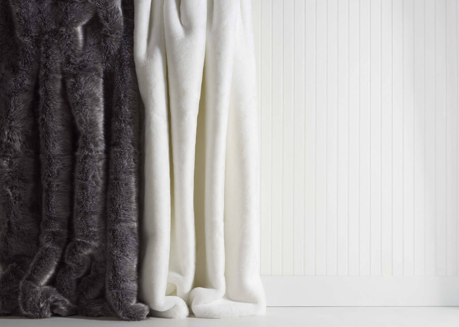 Flora Faux Fur Throw White