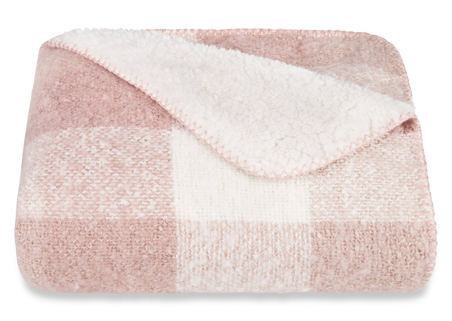 Becca Sherpa Throw Ballet Pink Plaid