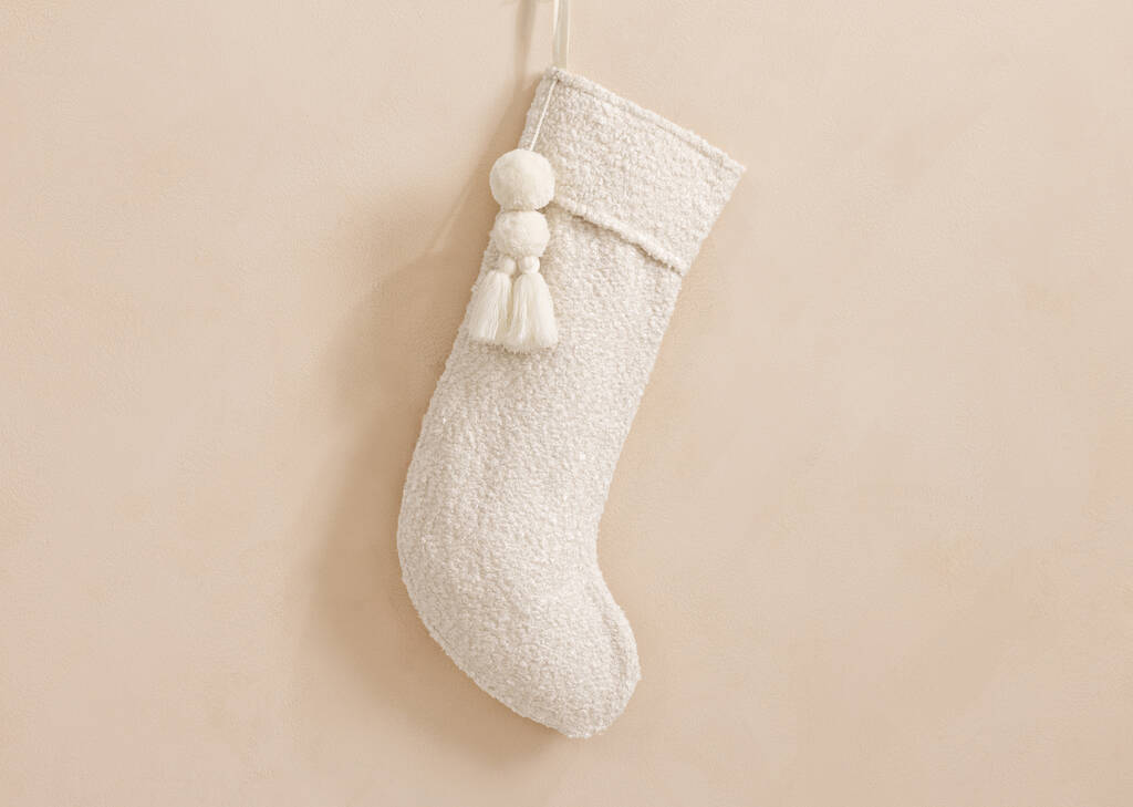 Bas de Noël en boucle Hollis ivoire