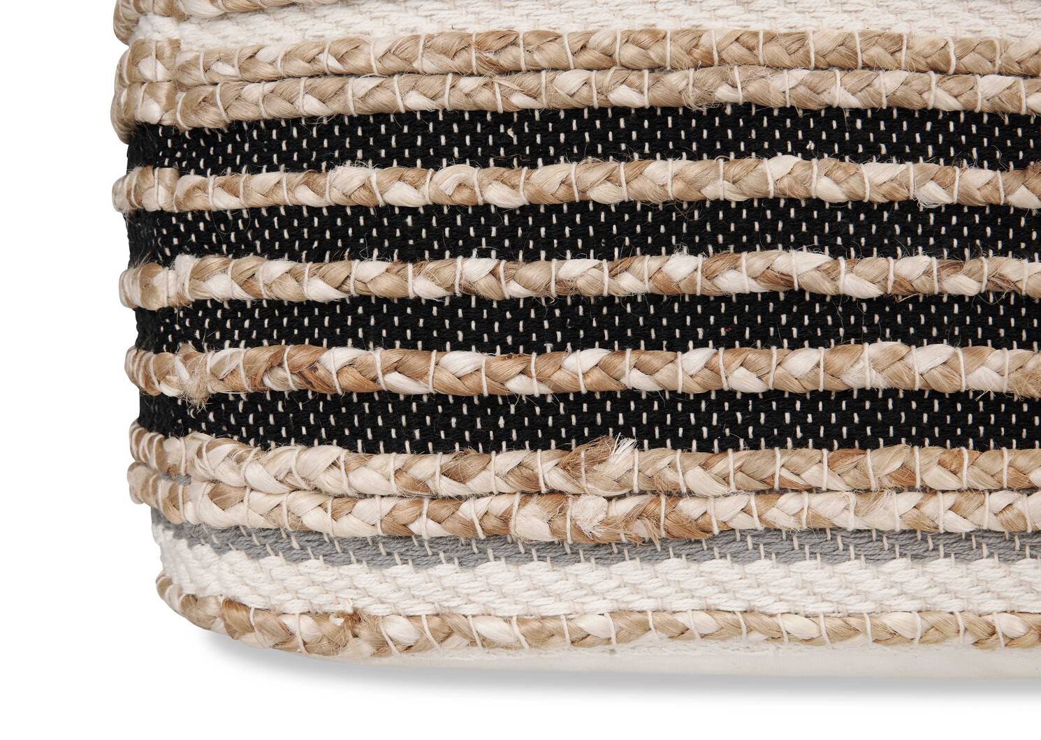 Saskia Jute Pouf Natural/Ivory/Black