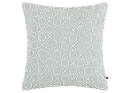 Bates Cotton Geo Pillow 20x20 Aqua/Ivory