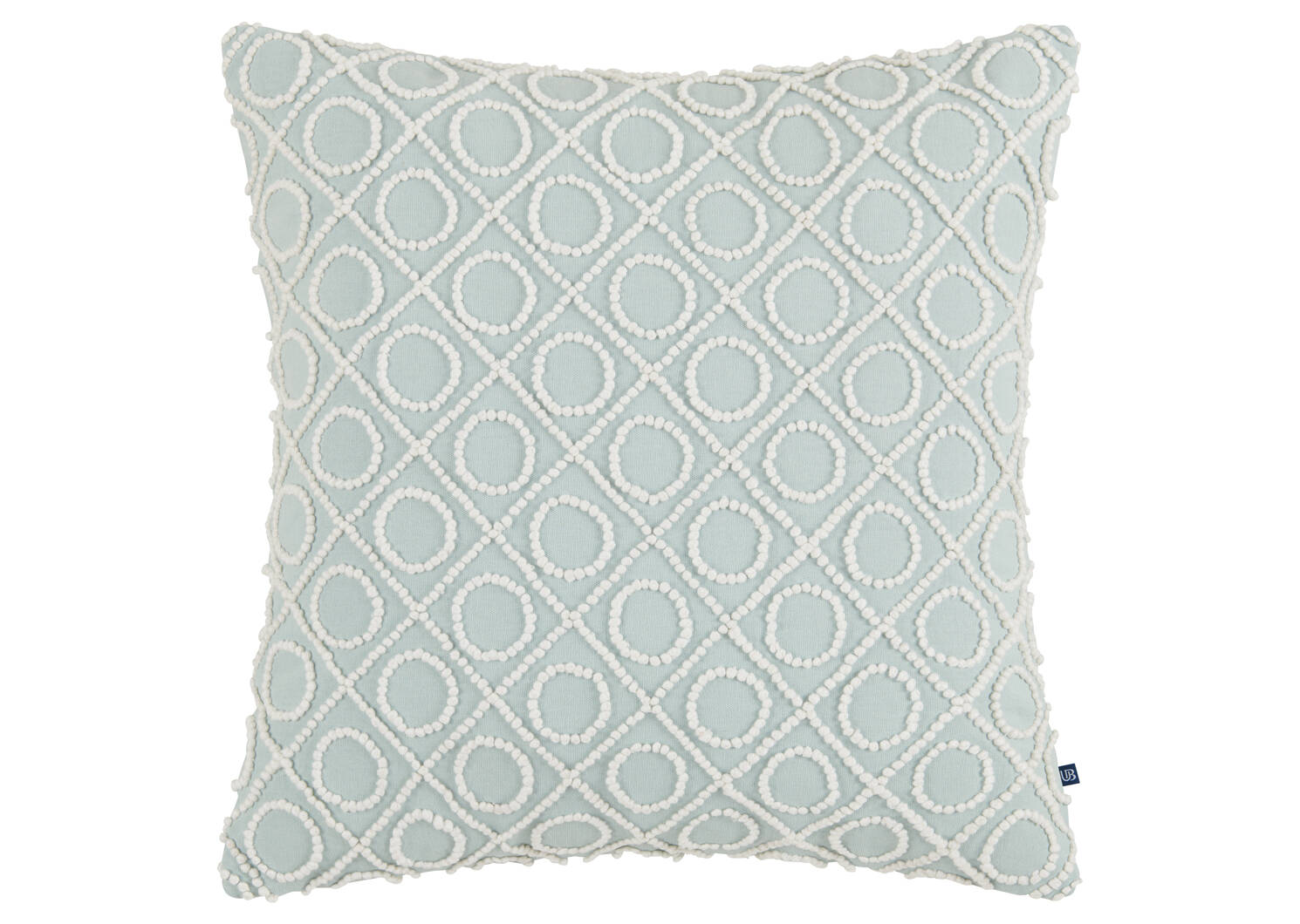 Coussin coton géo Bates 20x20 aqua/iv.