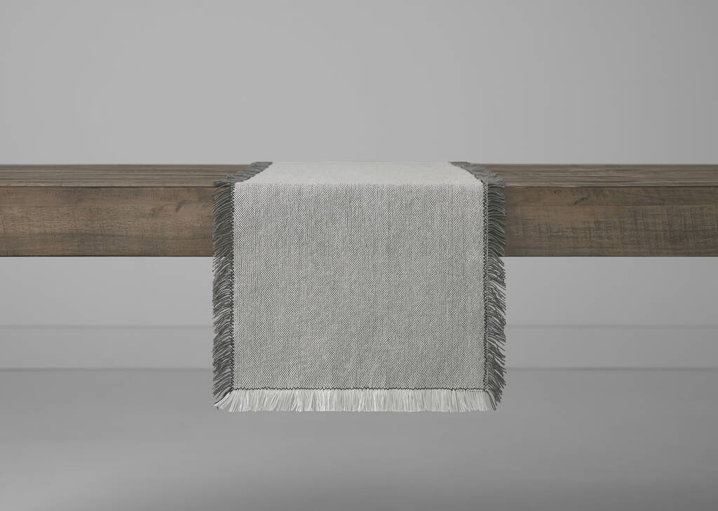 Chemin de table Calum gris/blanc