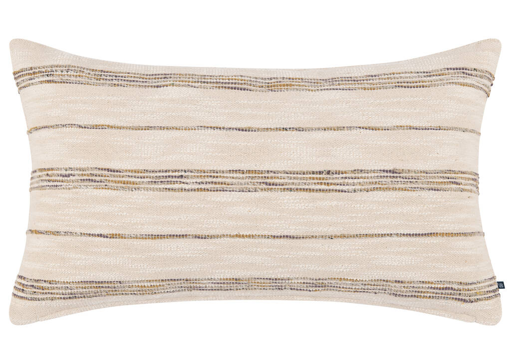 Coussin rayé en coton Zira 14x24 naturel