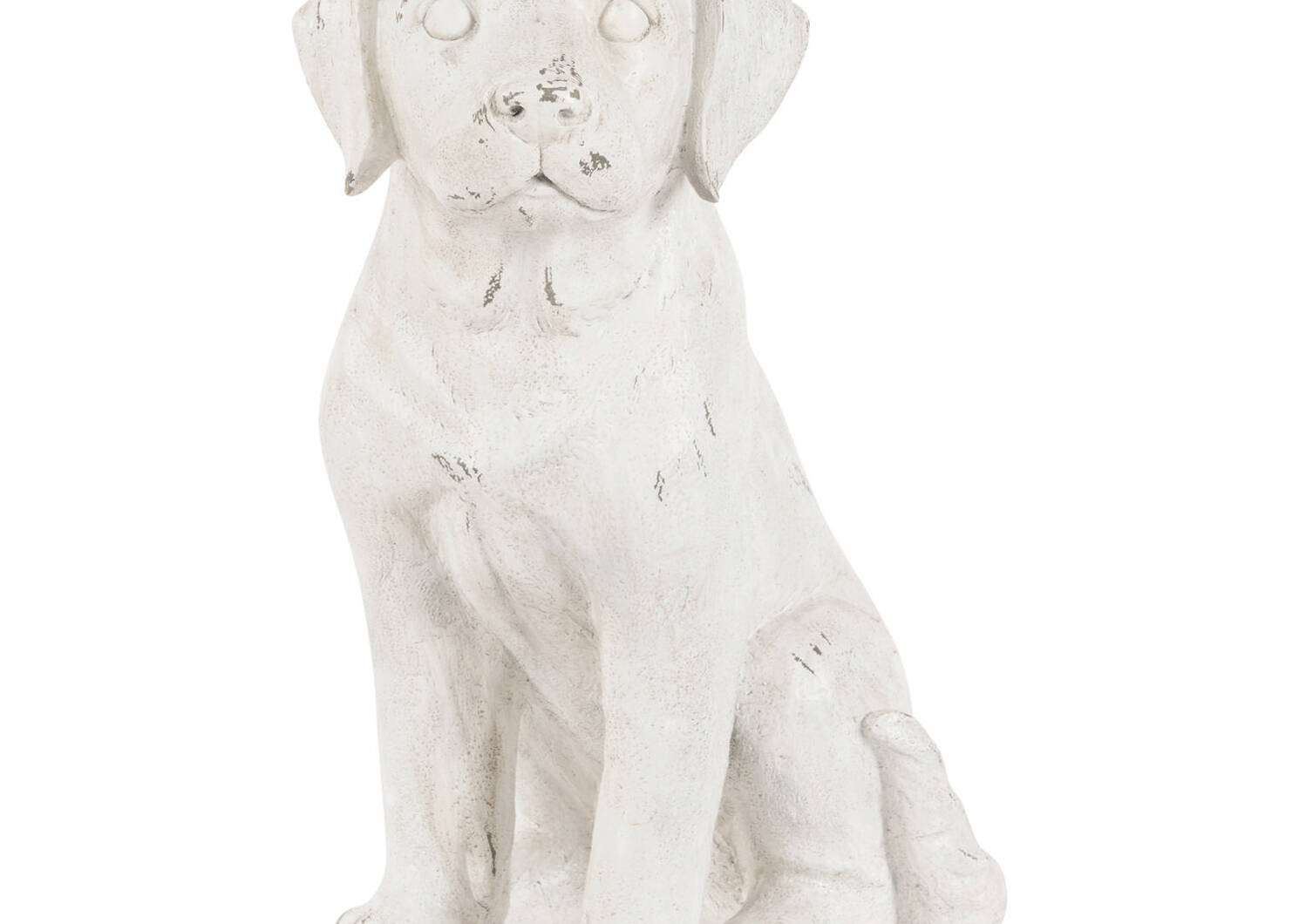 Statuette de chiot Buster blanc antique