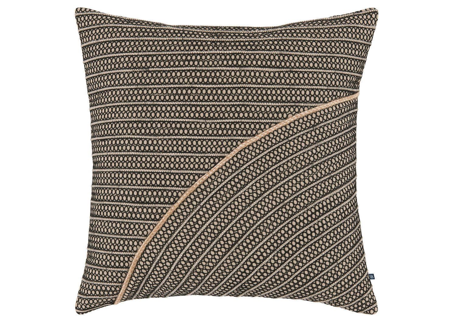 Coussin en coton Rafael 20x20 noir/jute