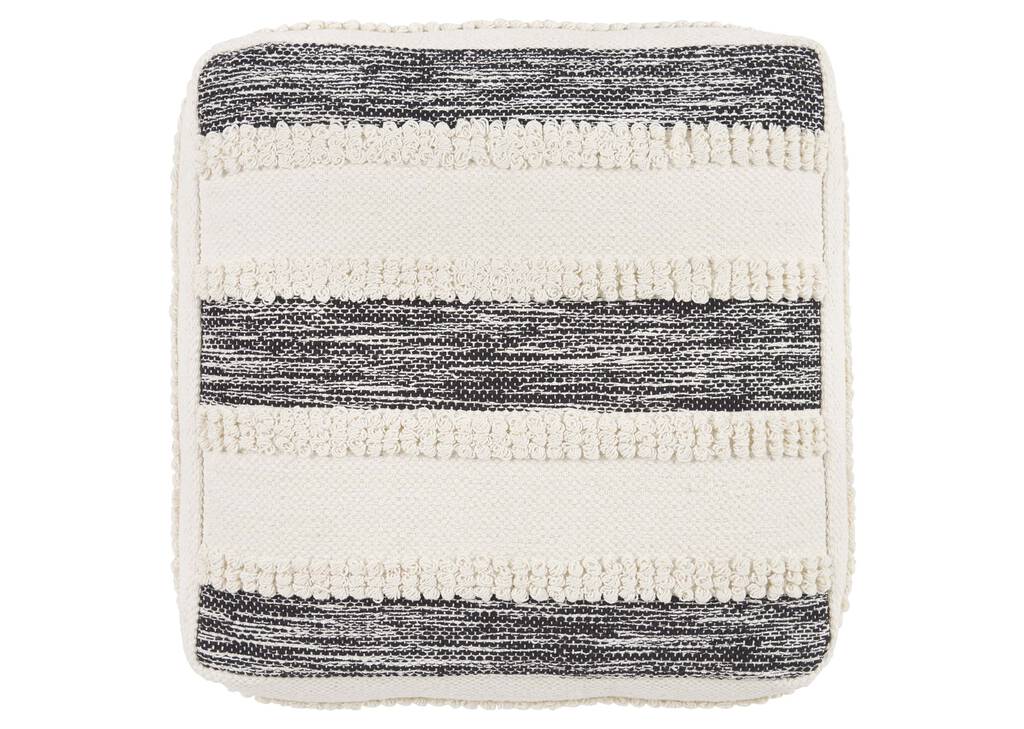 Pouf rayé Murphy ivoire/noir