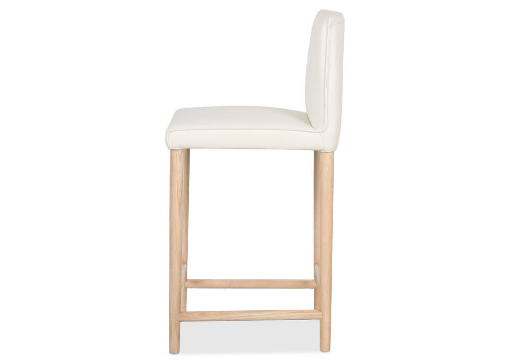 Tabouret en cuir Marciona -Forega blanc