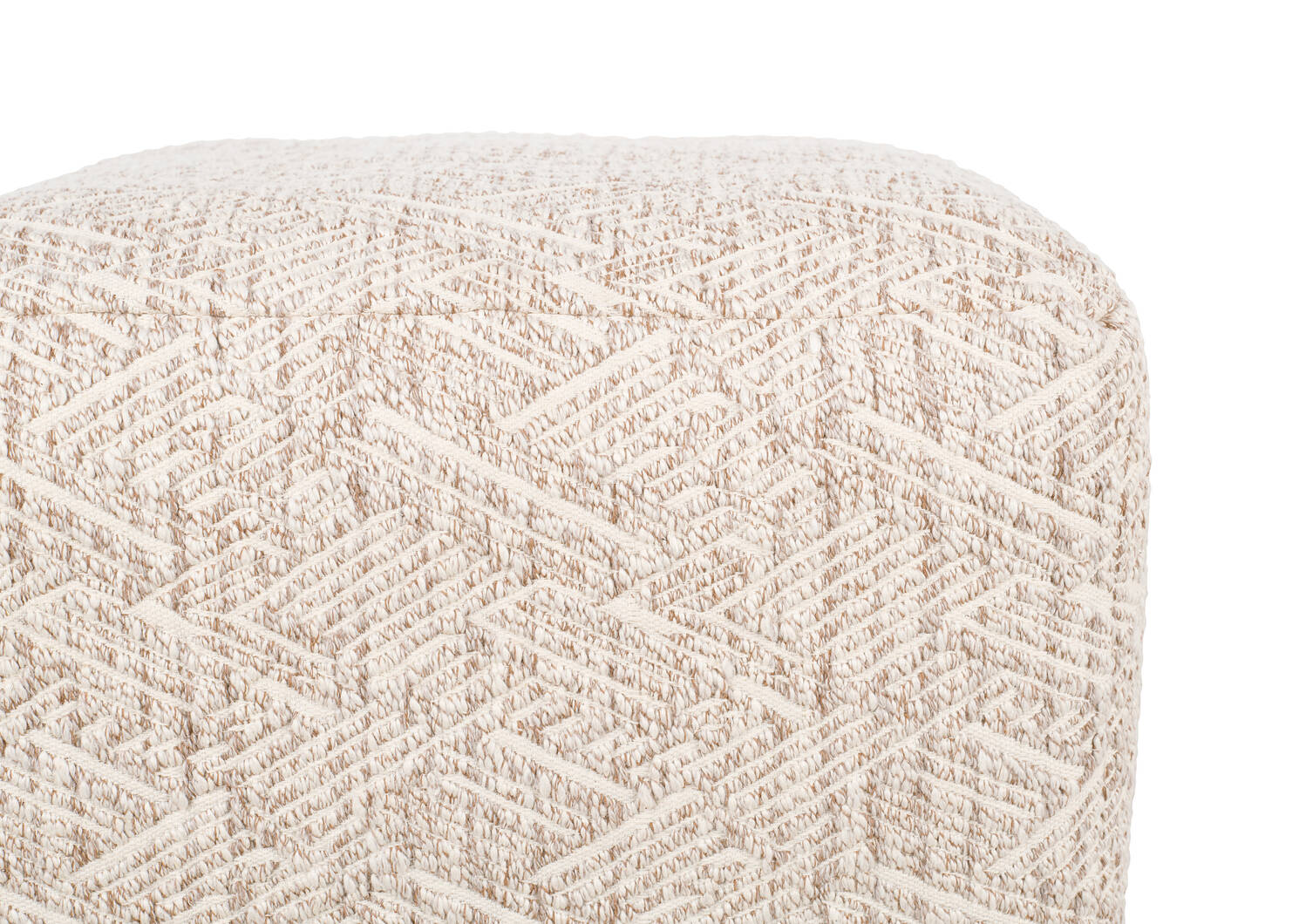 Griffin Cotton Pouf Tan/Ivory