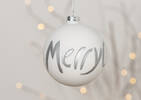 Merry Christmas Ball Orn White