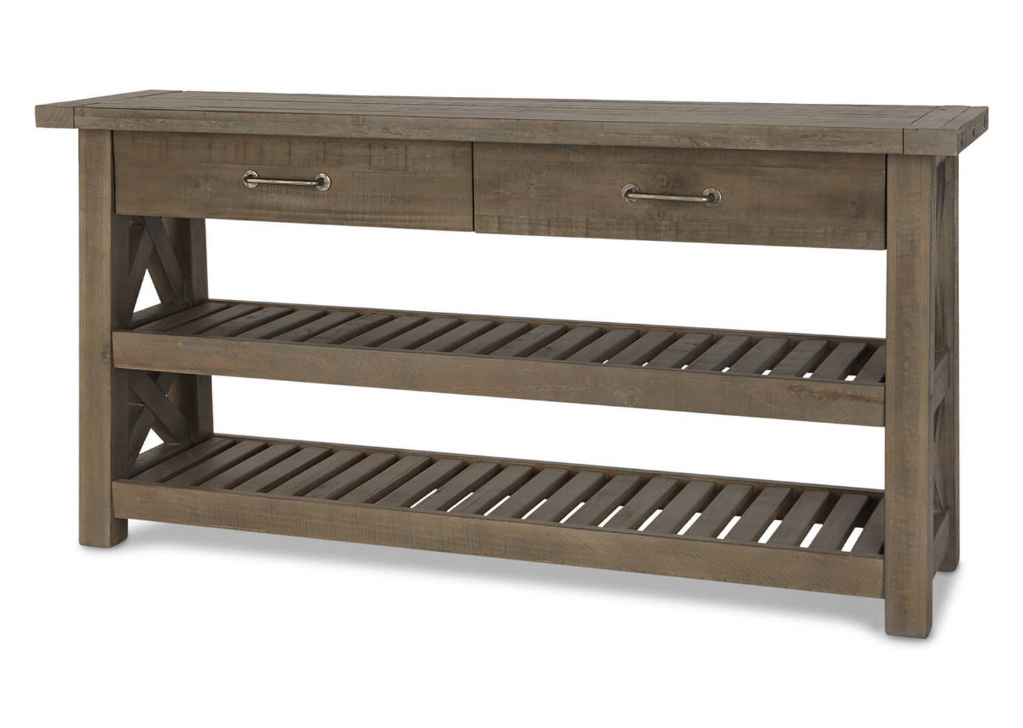 Ironside 2 Drawer Console -Rustic Grey