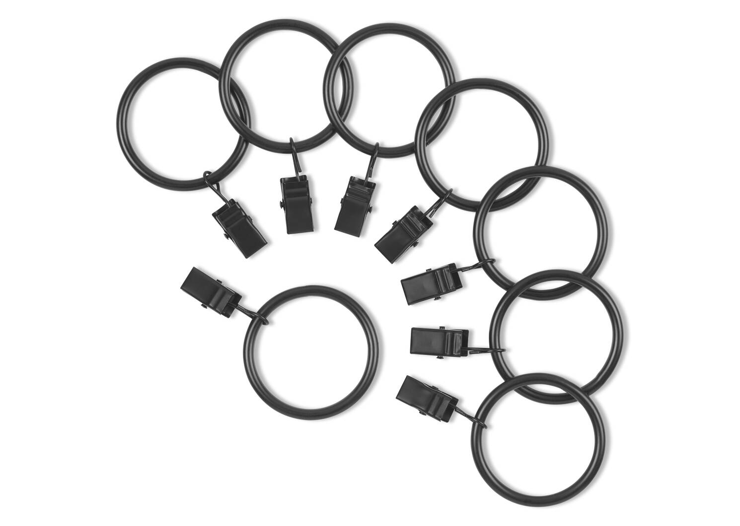 Ansel Drapery Rings Set of 8 Matte Black