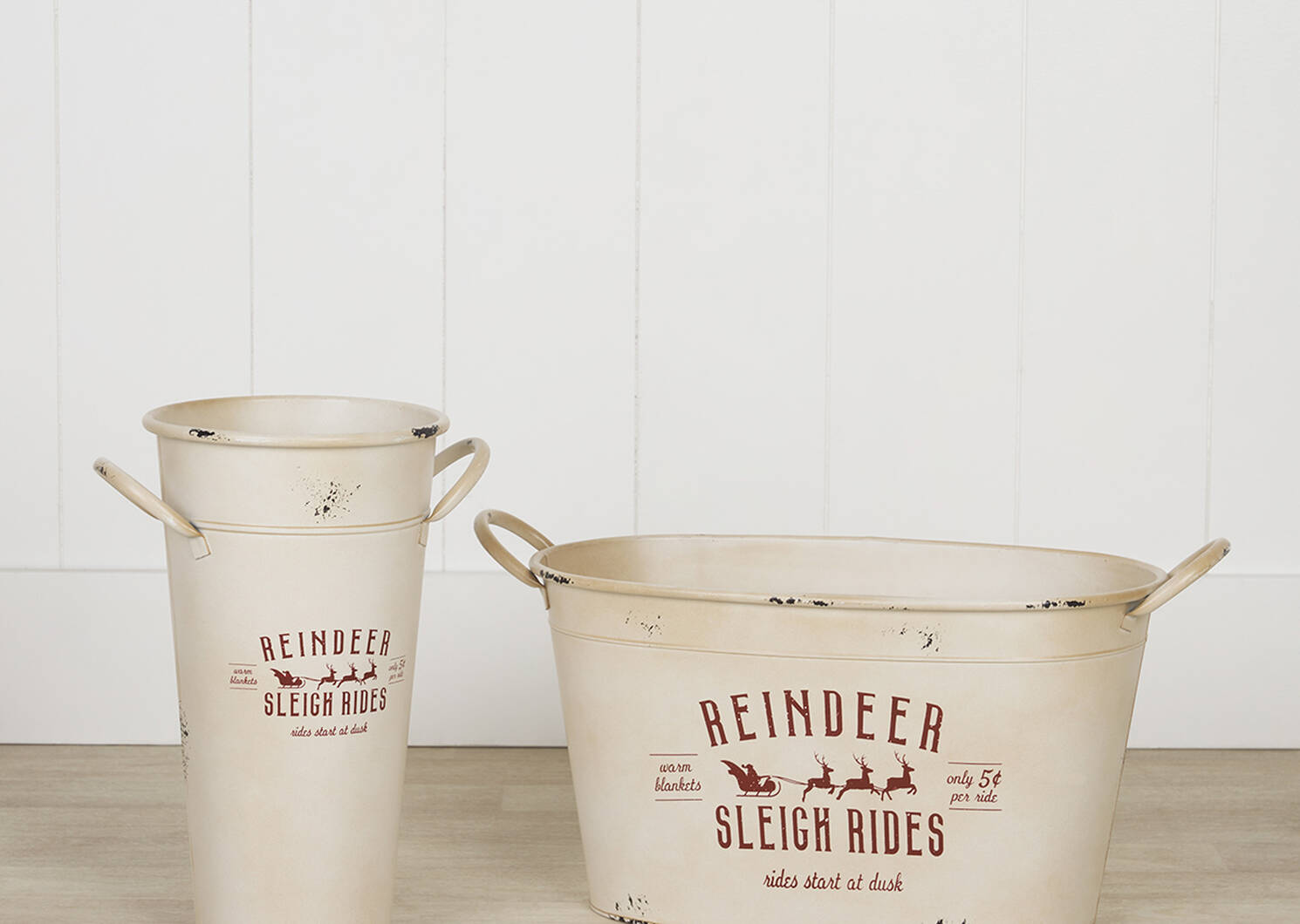 Reindeer Sleigh Rides Buckets - White