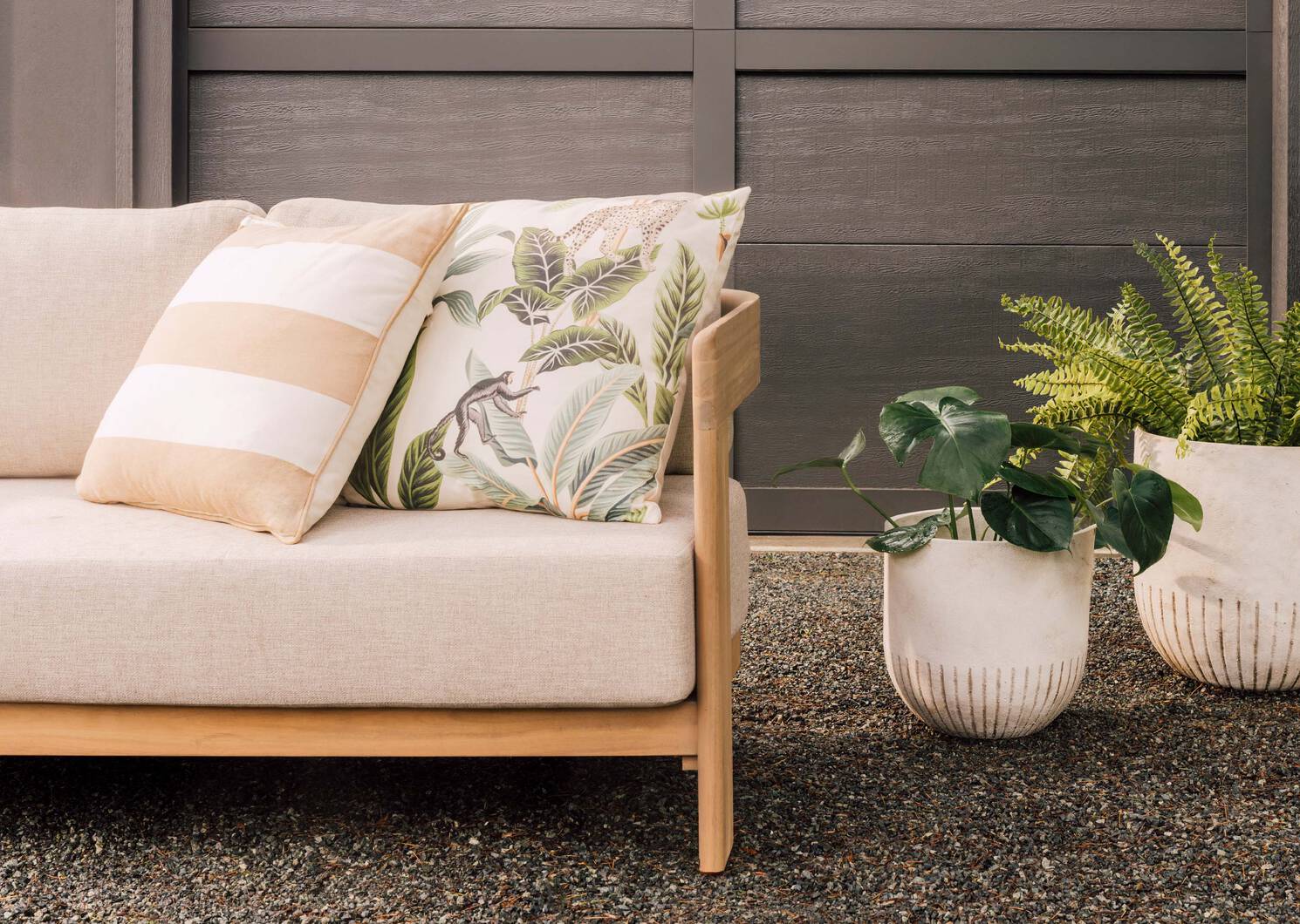 Corsica Outdoor Pillow 21x21 Ivory/Beige