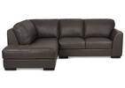 Boone Leather Condo Sofa Chaise -Grey