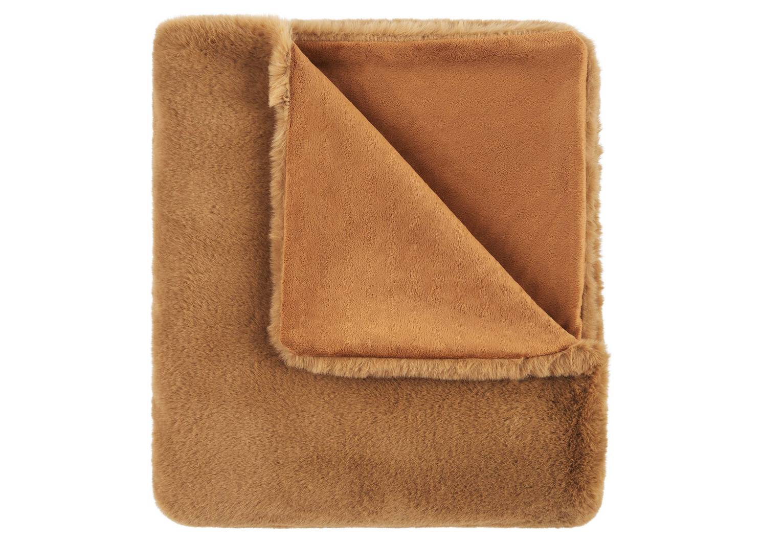 Flora Faux Fur Throw Caramel