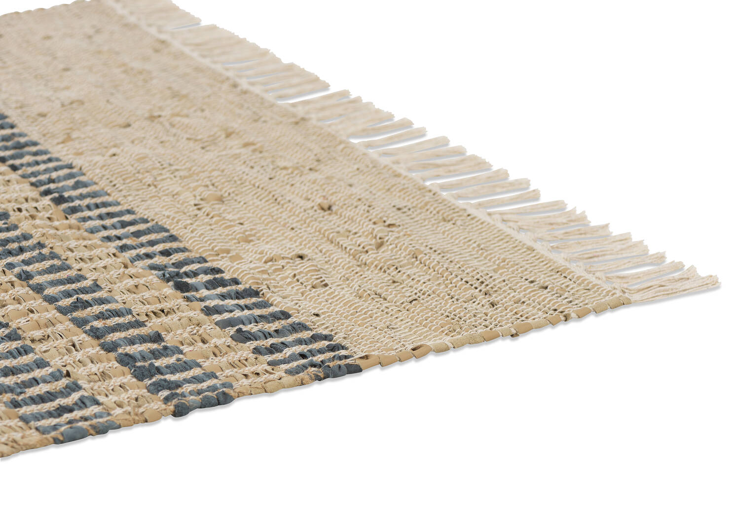 Otis Leather Accent Rugs - Blue/Sand