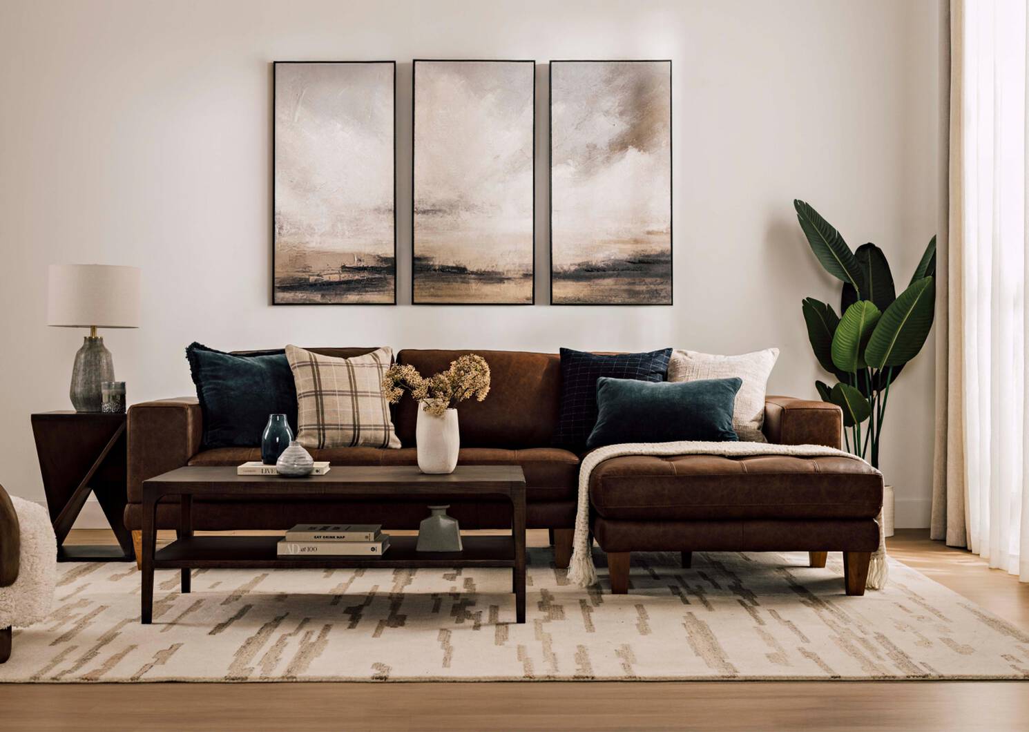 Carson Leather Sofa Chaise RCF -Wes Rum