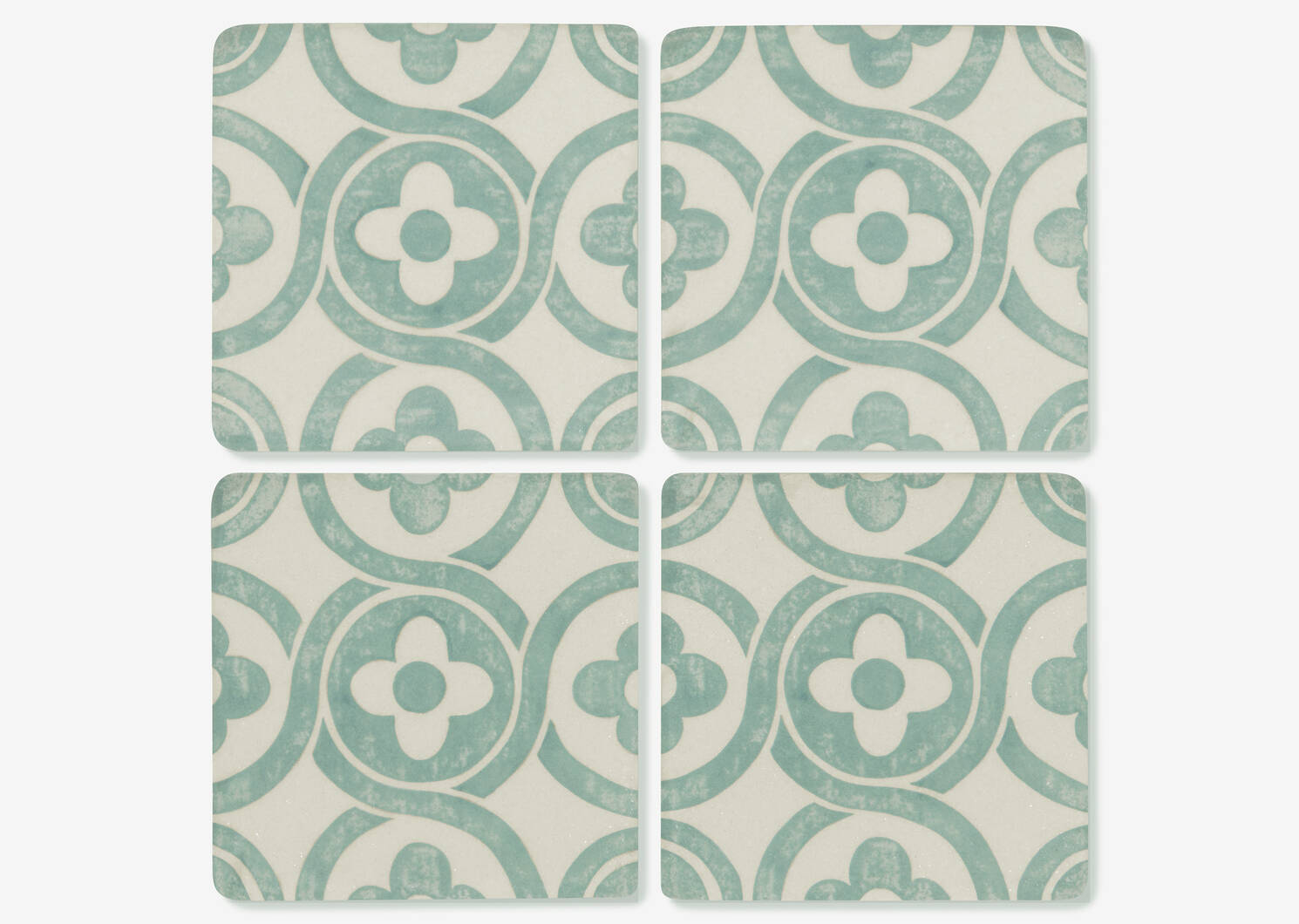 Geo Coaster Set Aqua/Ivory