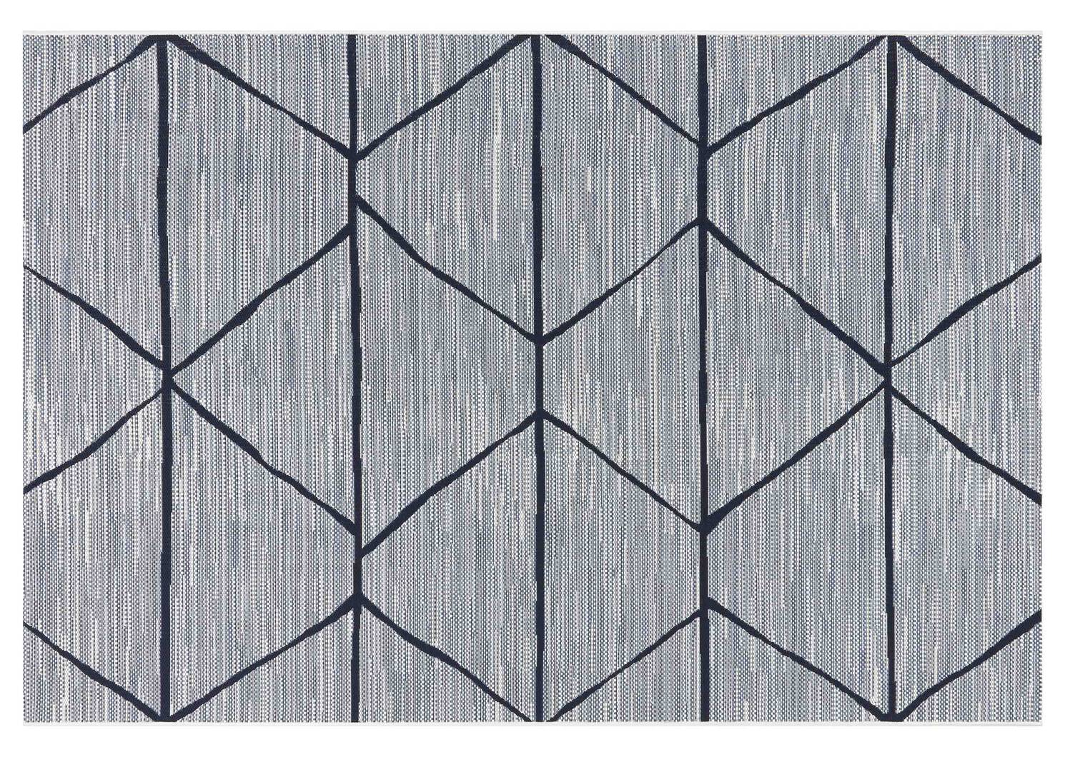 Tapis géo Seychelles 79x114 bleu/ivoire