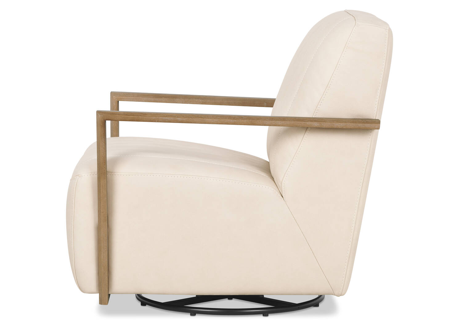 Fauteuil piv. en cuir Simone -Ari craie