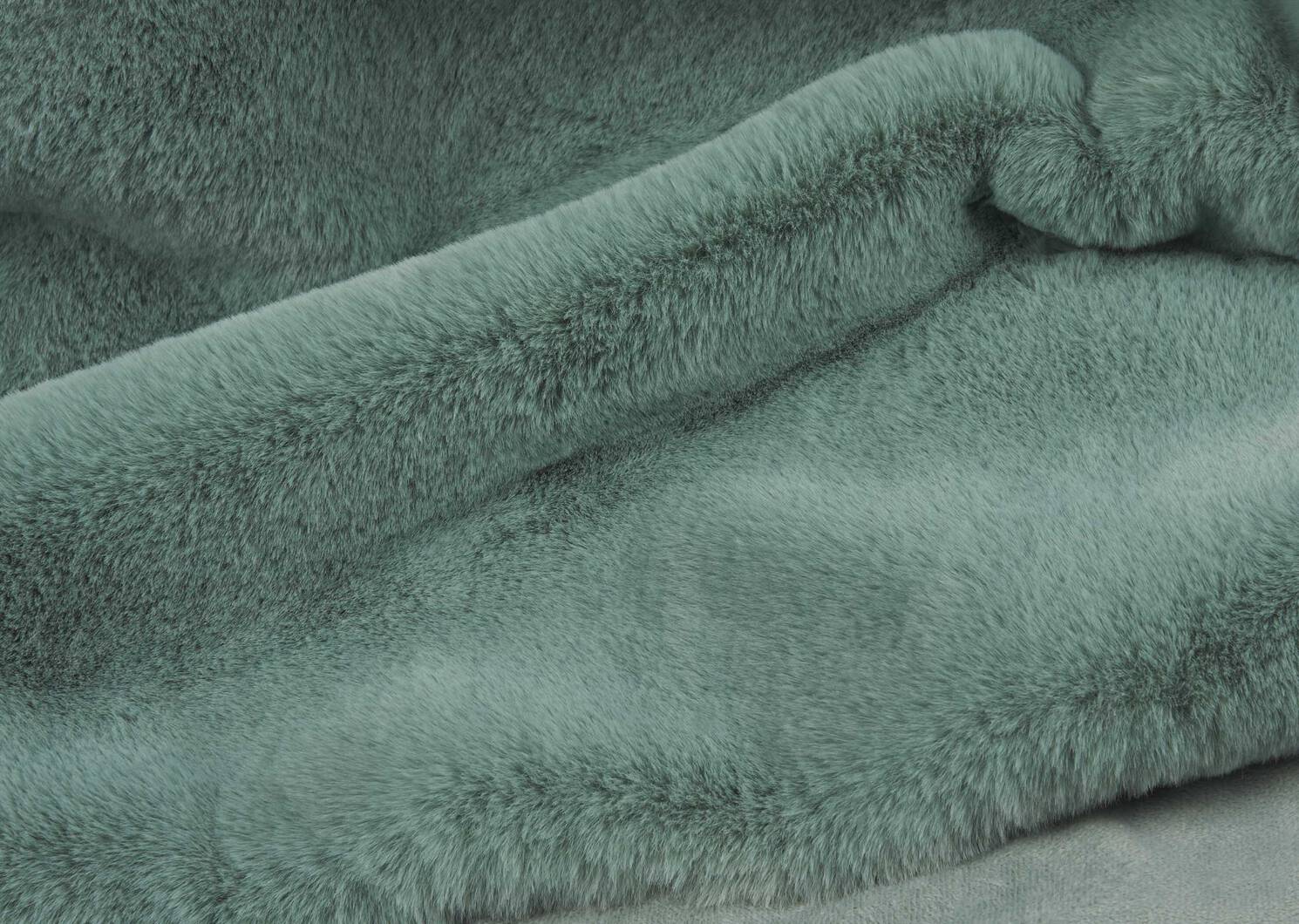 Flora Faux Fur Throw Blue Sage