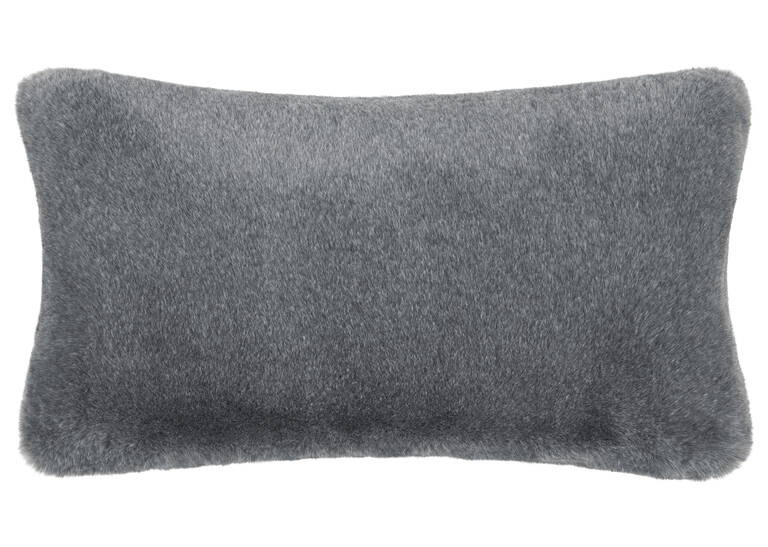 Kingston Faux Fur Pillow 14x24 Grey | Urban Barn