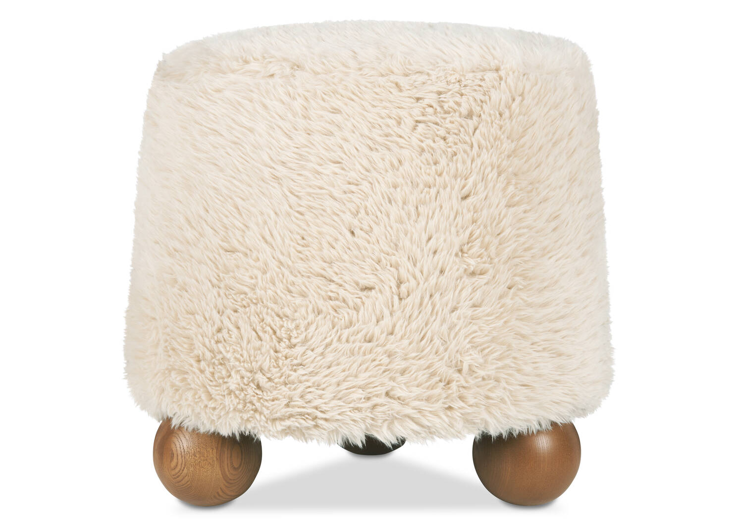 Odin Ottoman -Faux Fur Ivory