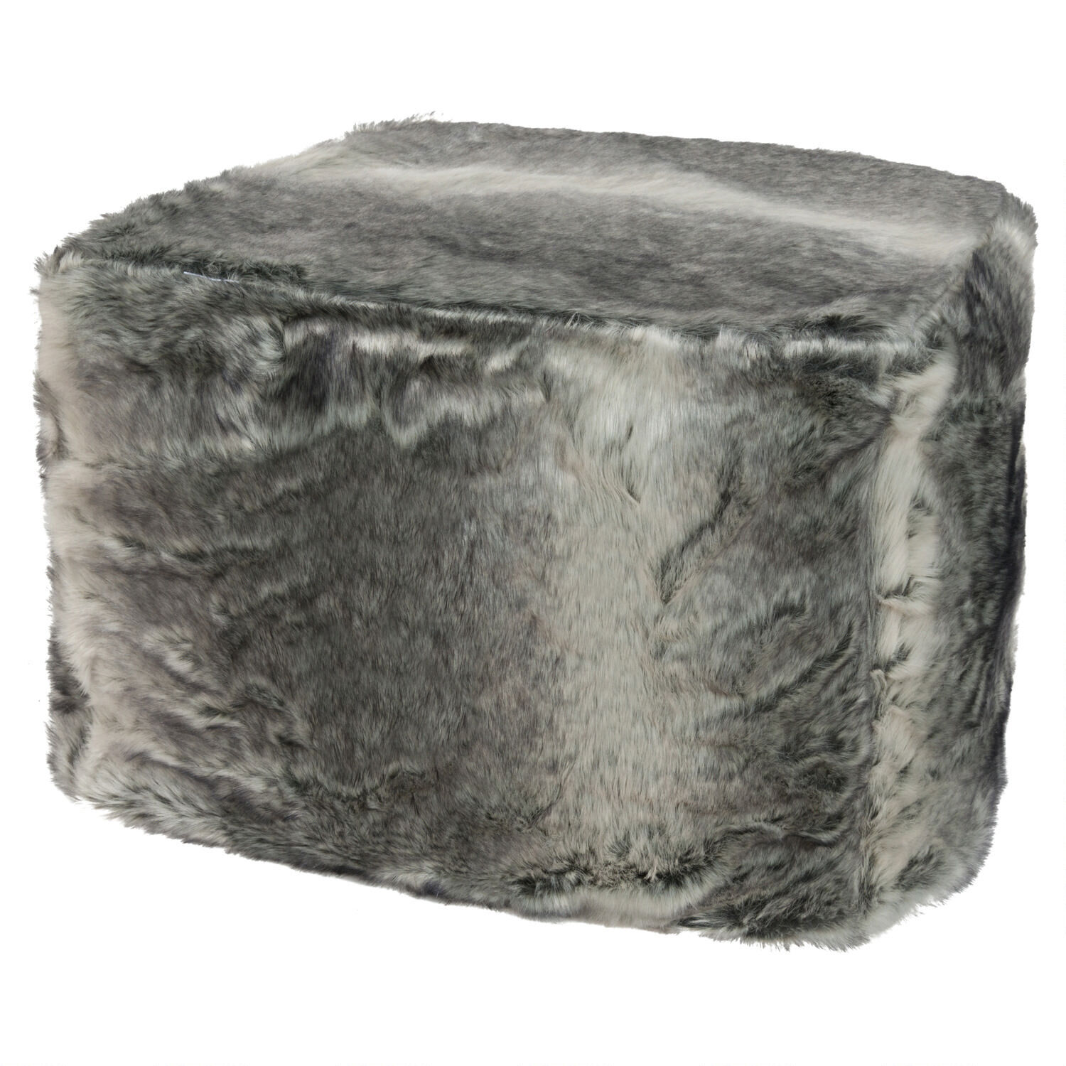 Sansa Faux Fur Pouf Grey Wolf Urban Barn