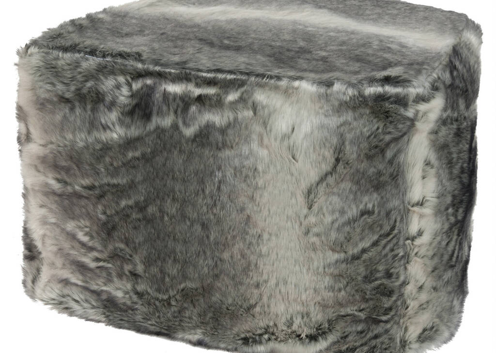 Sansa Faux Fur Pouf Grey Wolf