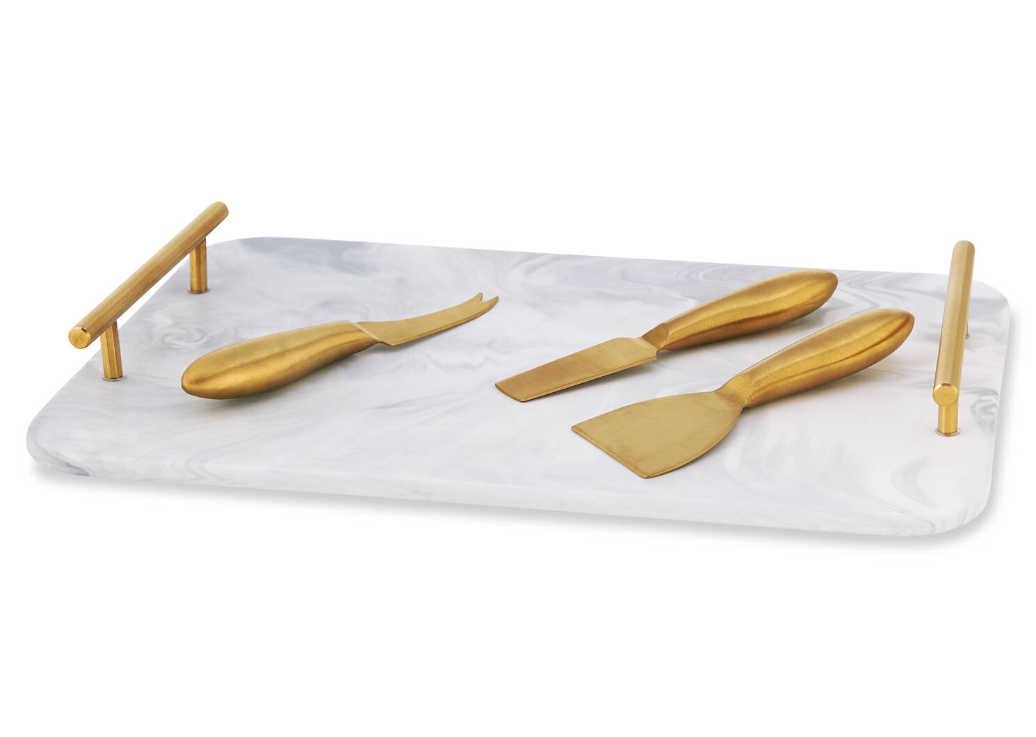 Carrara 4pc Cheese Board Set Brass