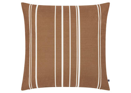 Coussin rayé ext. Suvi caramel/ivoire